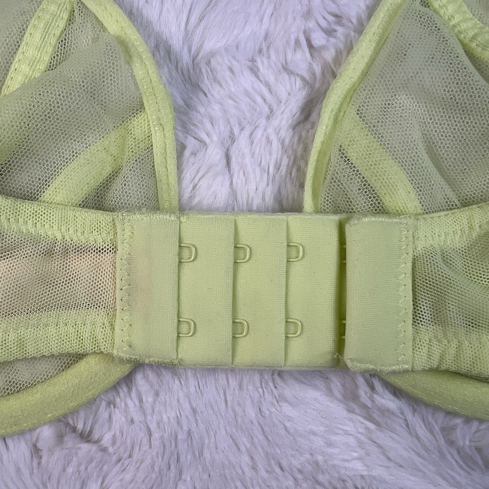 Victoria's Secret Very Sexy Mesh Shine Strap Demi Bra Lime Green Low Cut 36C NWT - Picture 8 of 8